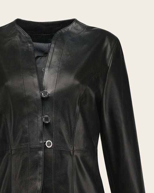 M376BOB - Cuadra black dress leather jacket for women