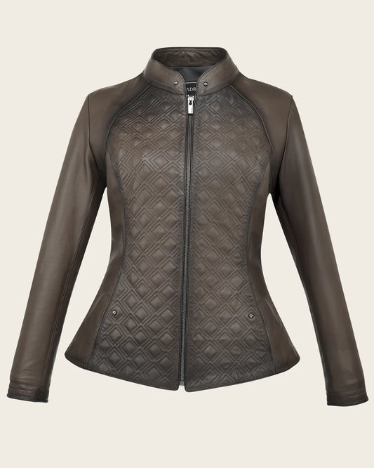 M386BOB - Cuadra Honey Quilted Ovine Leather Moto Jacket for Women