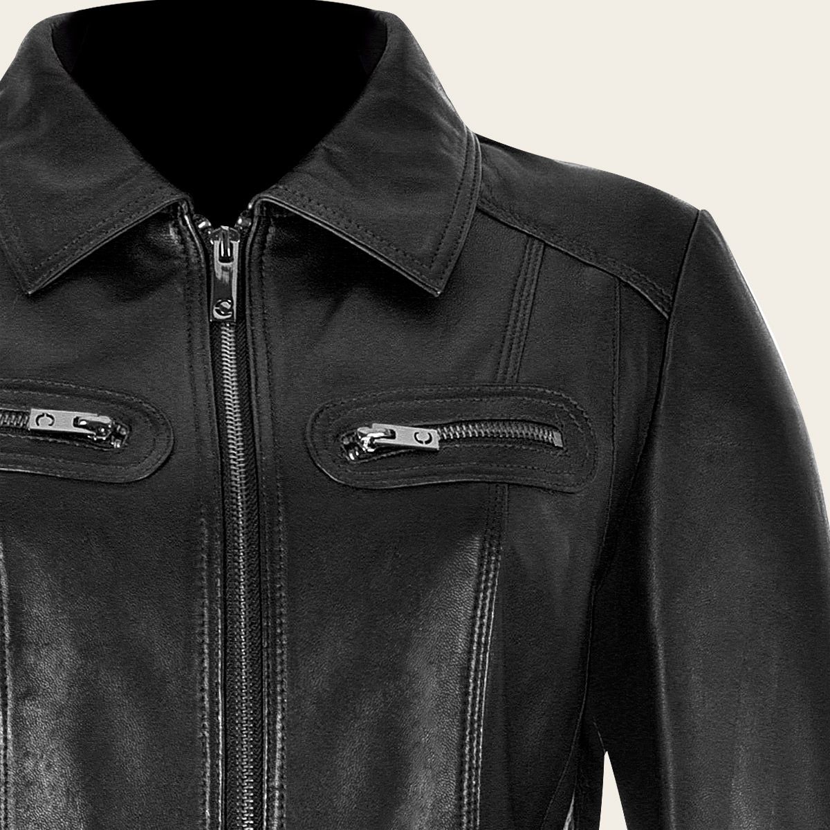 MCMP004 - Cuadra black dress casual fashion sheepskin leather jacket for women-Kuet.us