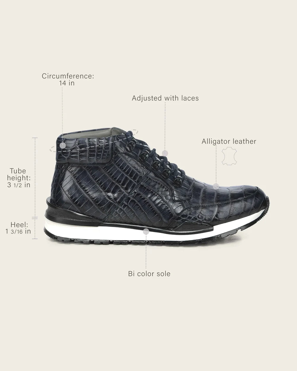 N02LPLP - Cuadra Blue Genuine Alligator Leather Sneaker Boots for Men