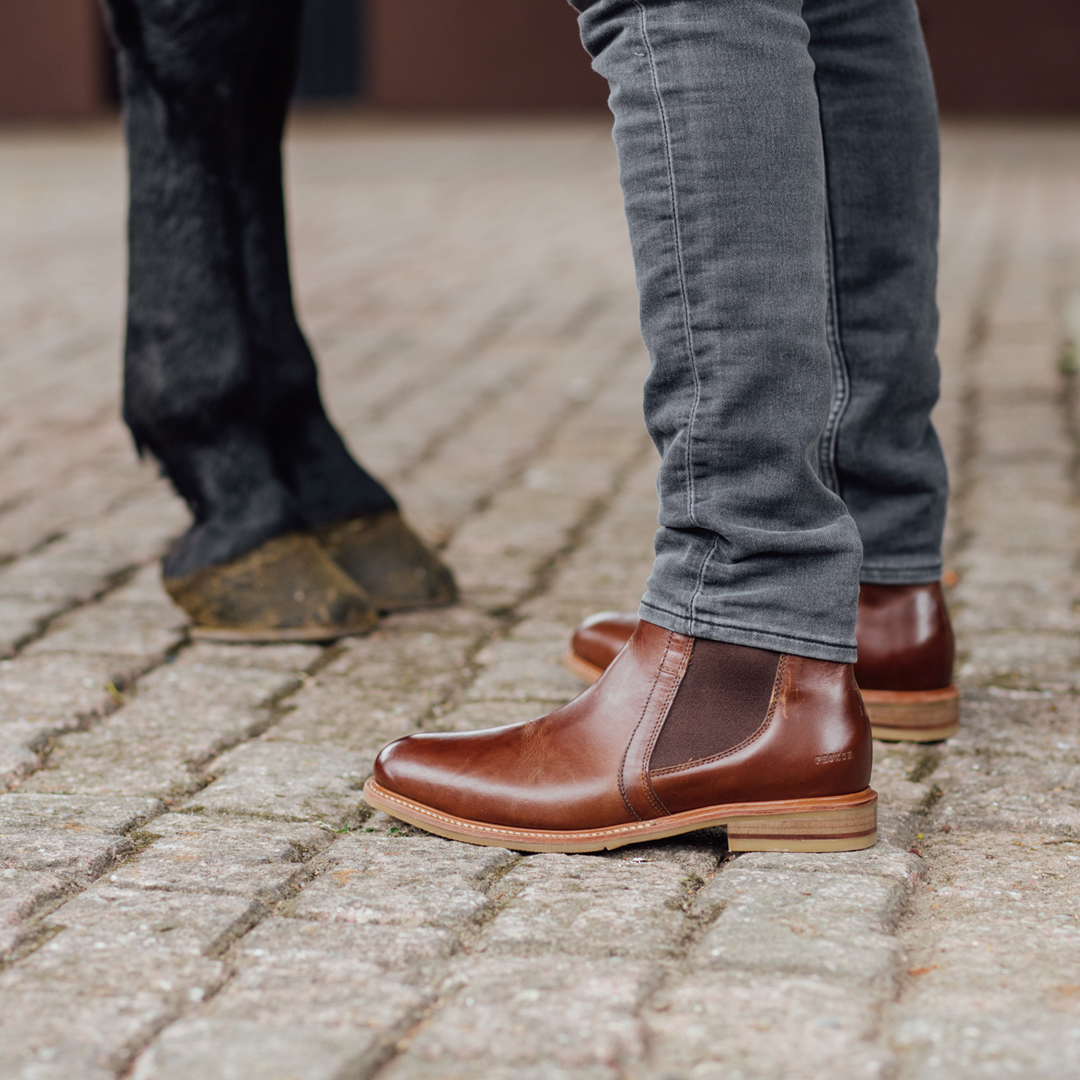 Proxon - Brown leather Steel Toe Safety Chelsea Boots for Men (ASTM certified)