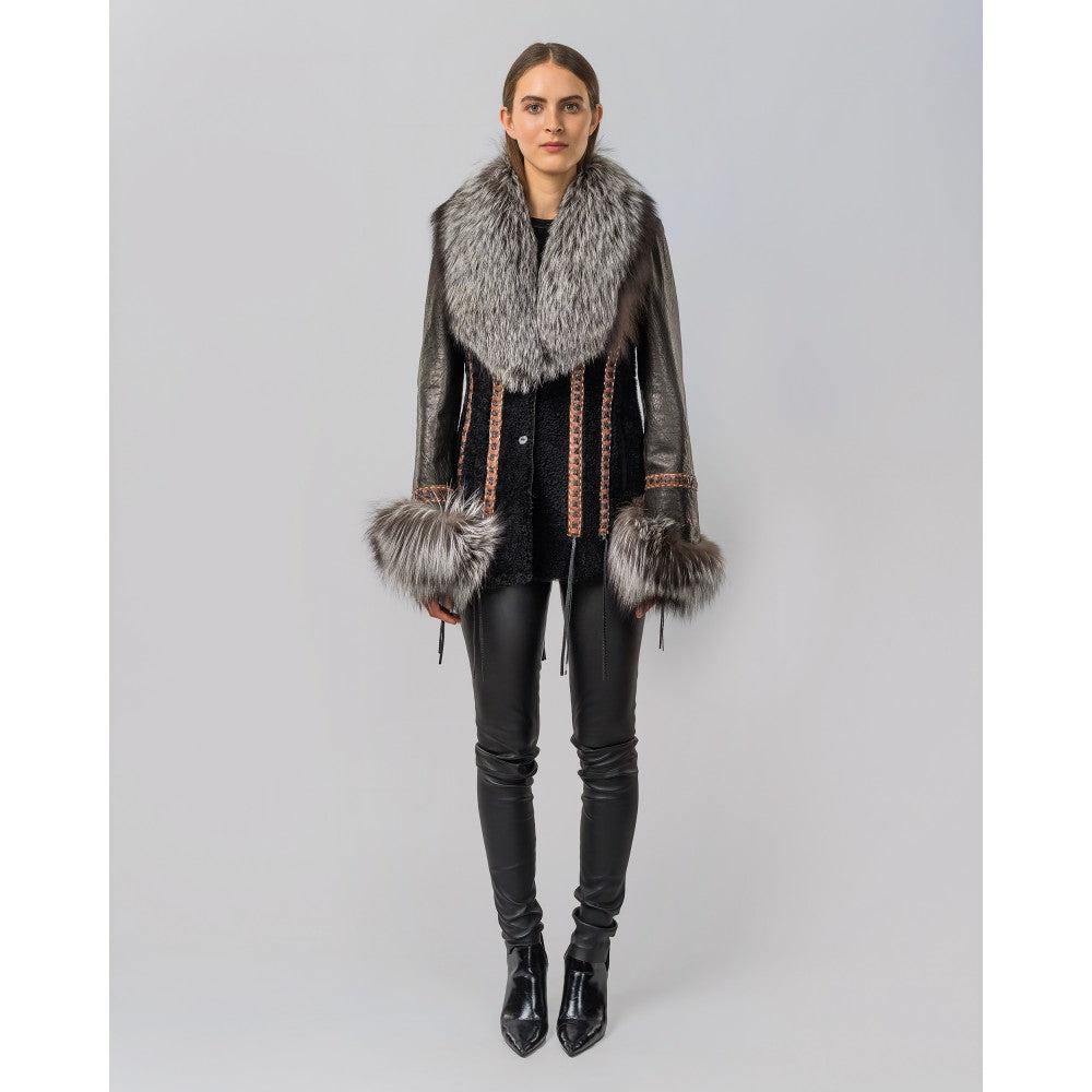 RC2007RCZ - Cuadra black casual fashion sheepskin jacket for woman-Kuet.us