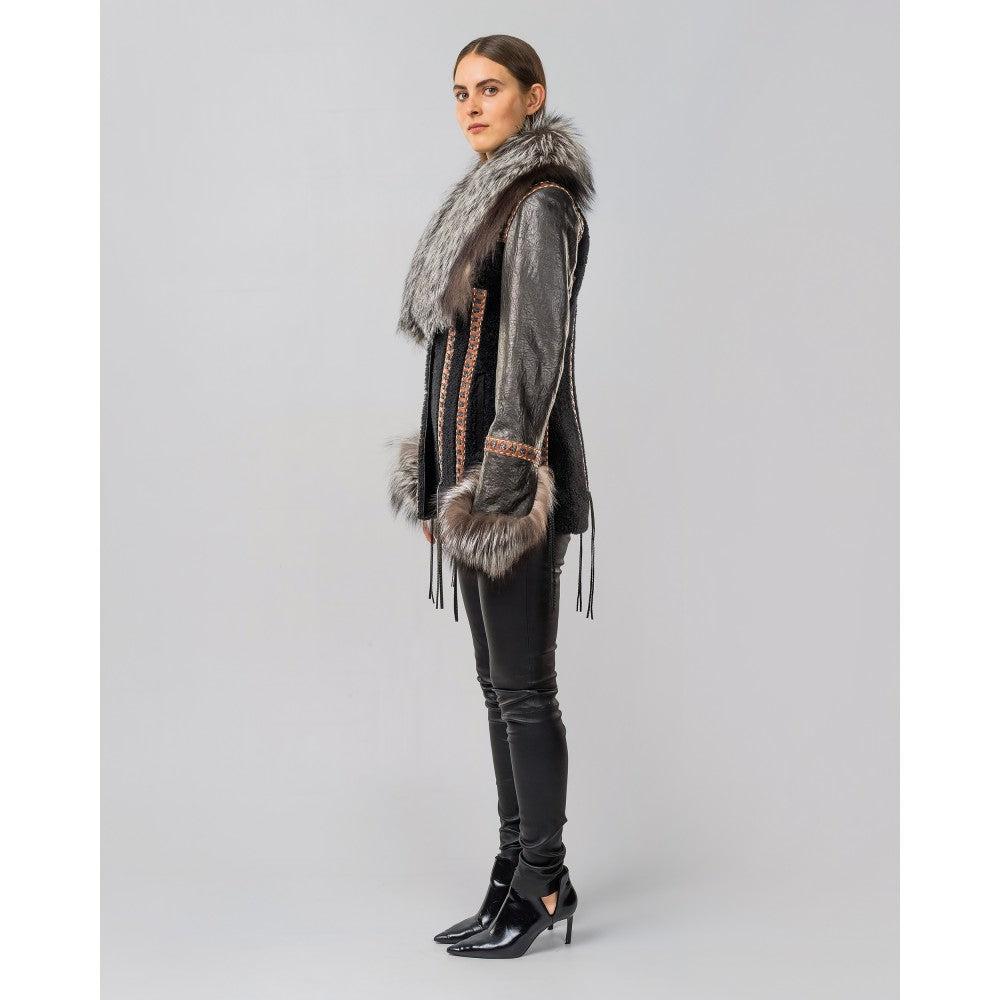 RC2007RCZ - Cuadra black casual fashion sheepskin jacket for woman-Kuet.us