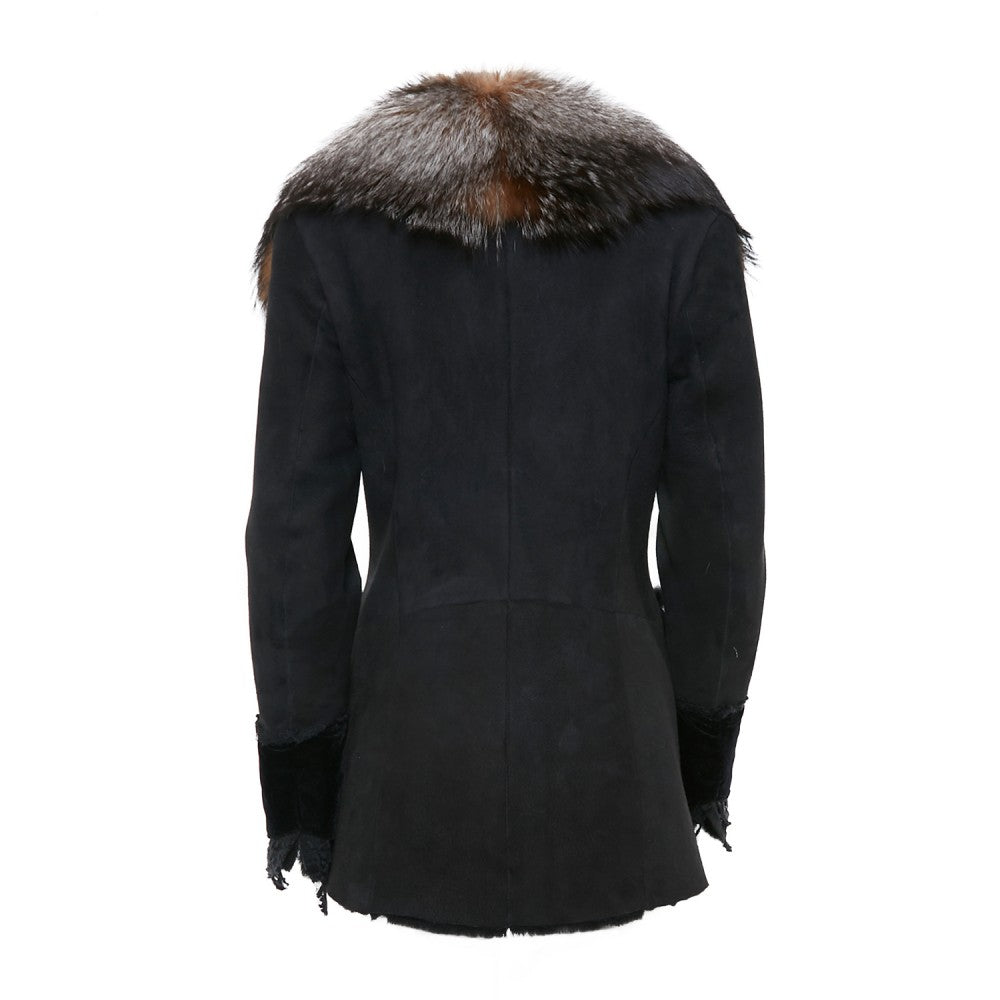 RCNOCHE28Z - Black Cuadra vest with fox fur