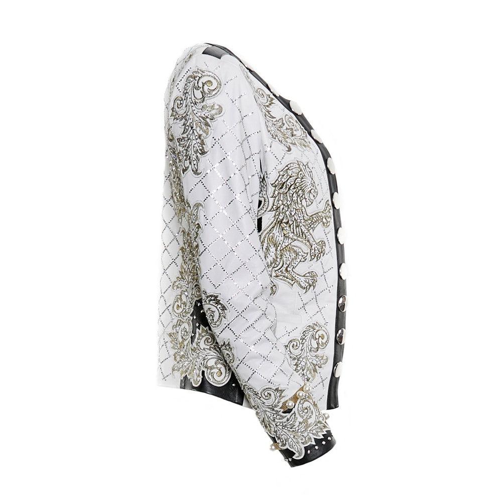 RINGQCC - Cuadra white western fashion lambskin leather jacket for women-Kuet.us