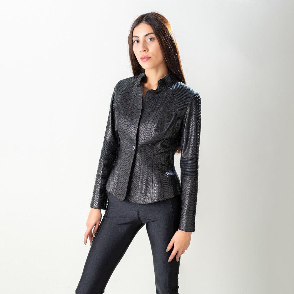 VICPP - Cuadra black casual fashion python jacket for woman.-Kuet.us