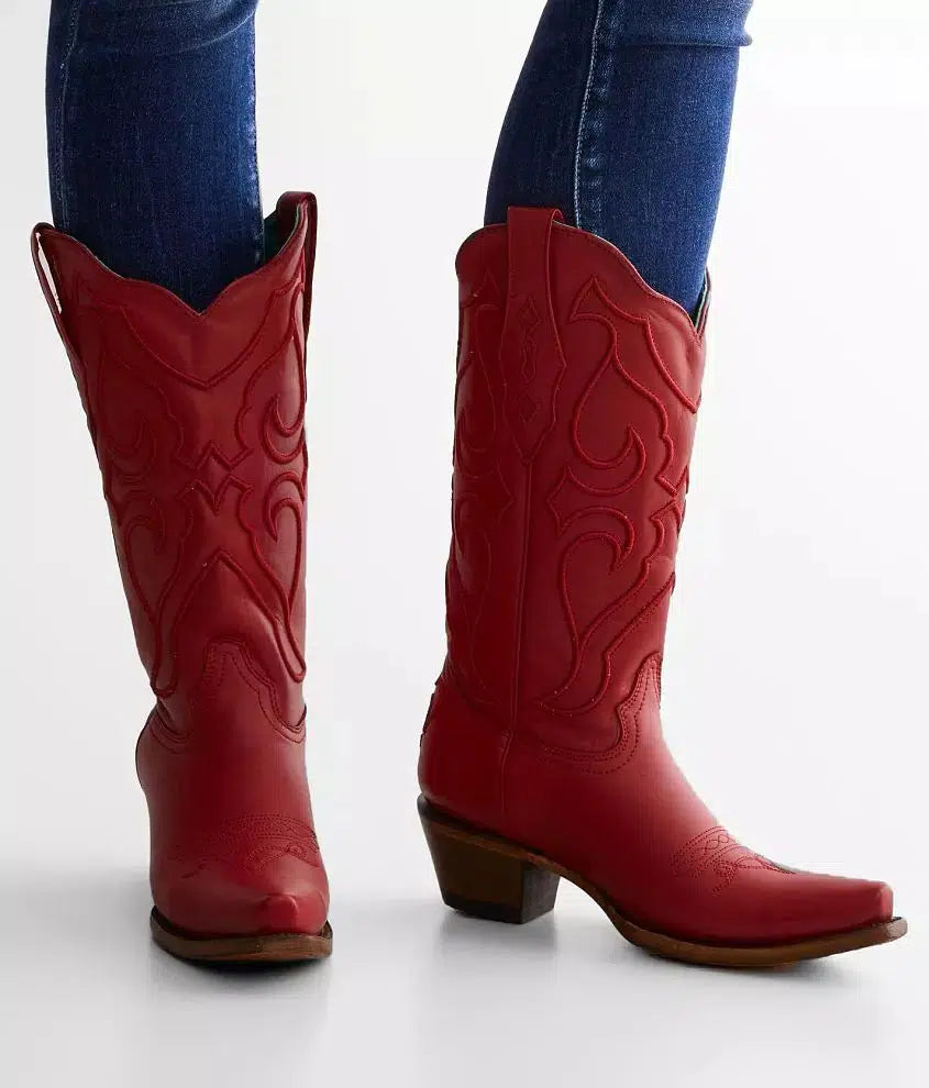 Z5073 - Corral Red western cowgirl leather boots for women-Kuet.us