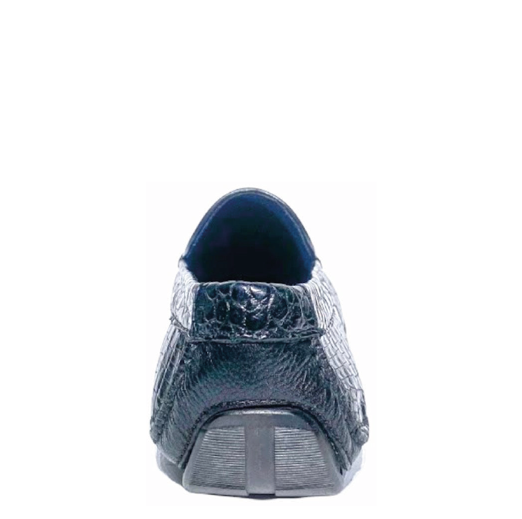 A01NPNP - Cuadra black casual crocodile leather driver moccasins for men-Kuet.us