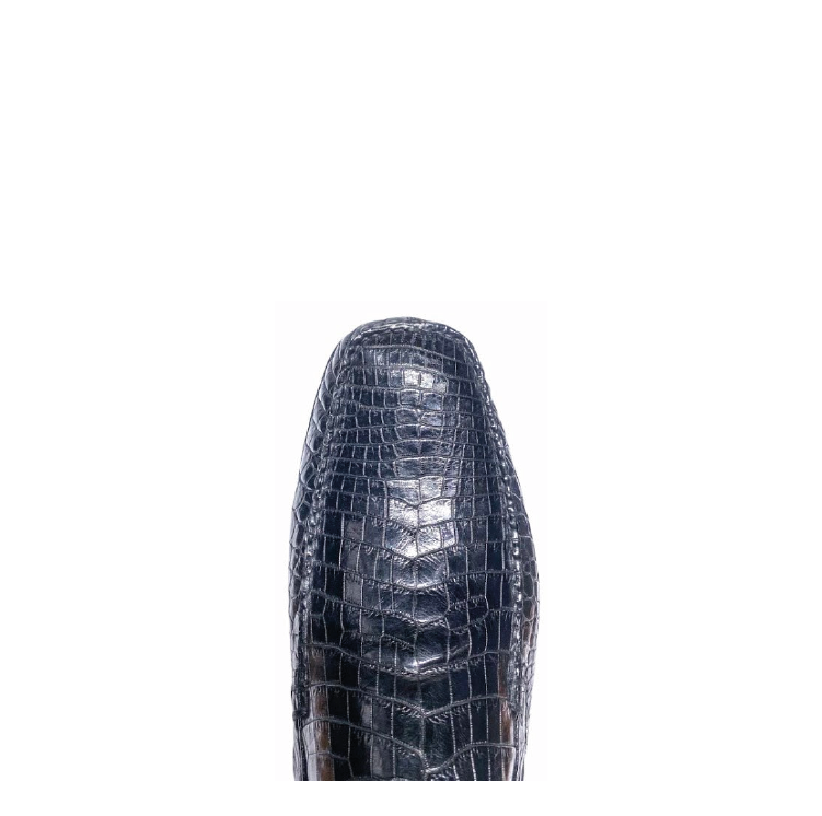 A01NPNP - Cuadra black casual crocodile leather driver moccasins for men-Kuet.us