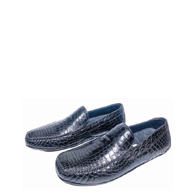 A01NPNP - Cuadra black casual crocodile leather driver moccasins for men-Kuet.us