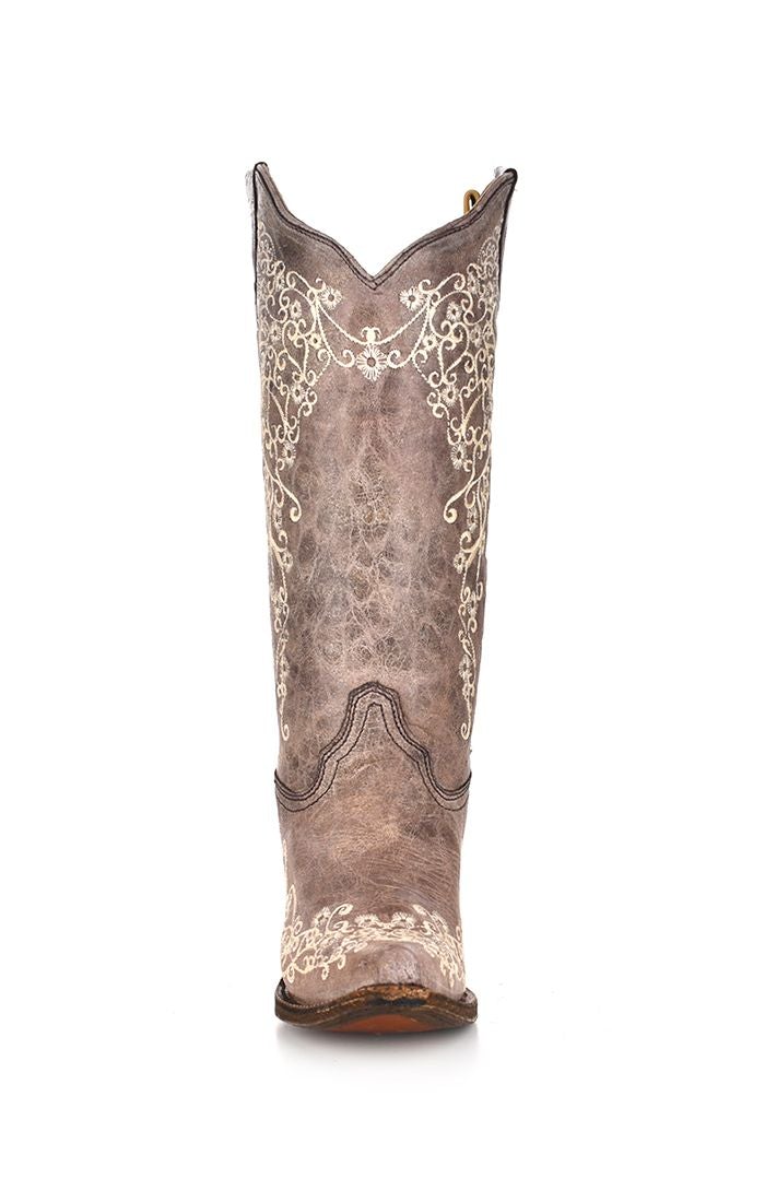 A1094 - Cuadra brown western cowgirl leather snip boots for women-Kuet.us