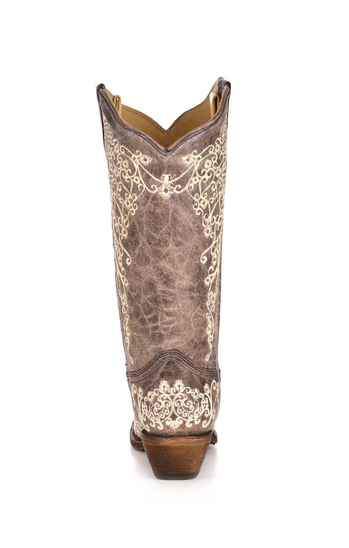 A1094 - Cuadra brown western cowgirl leather snip boots for women-Kuet.us
