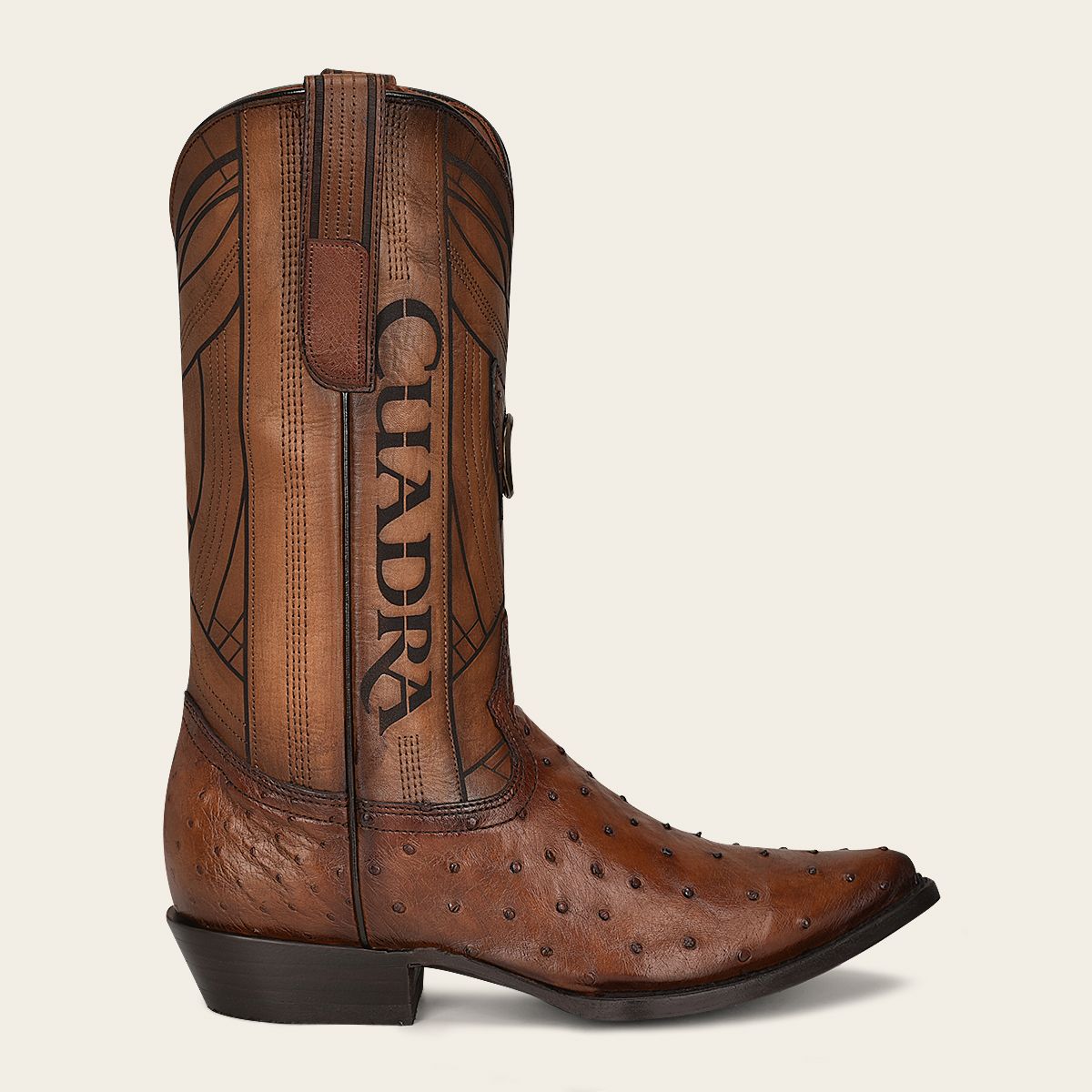 B22PA1 - Cuadra brown dress cowboy ostrich leather boots for men-Kuet.us
