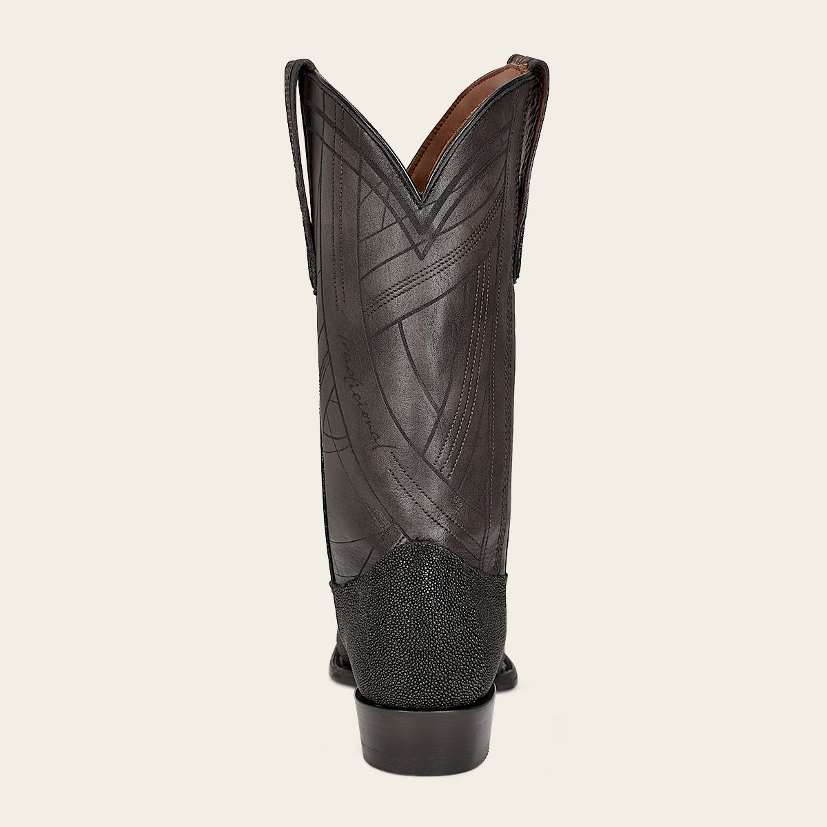 B22PMA - Cuadra Black dress cowboy stingray leather boots for men-Kuet.us