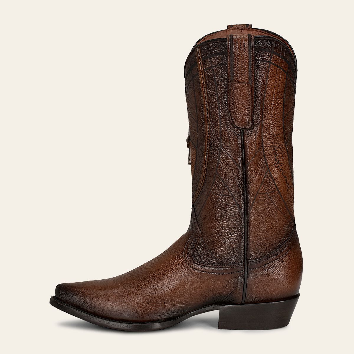 B22PVE - Cuadra brown dress cowboy deer leather boots for men-Kuet.us