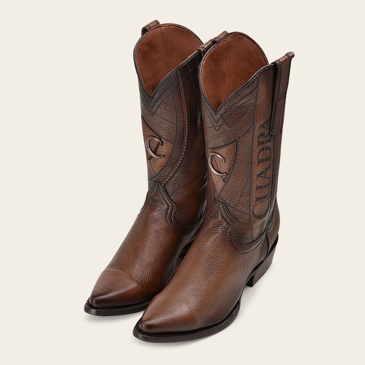 B22PVE - Cuadra brown dress cowboy deer leather boots for men-Kuet.us