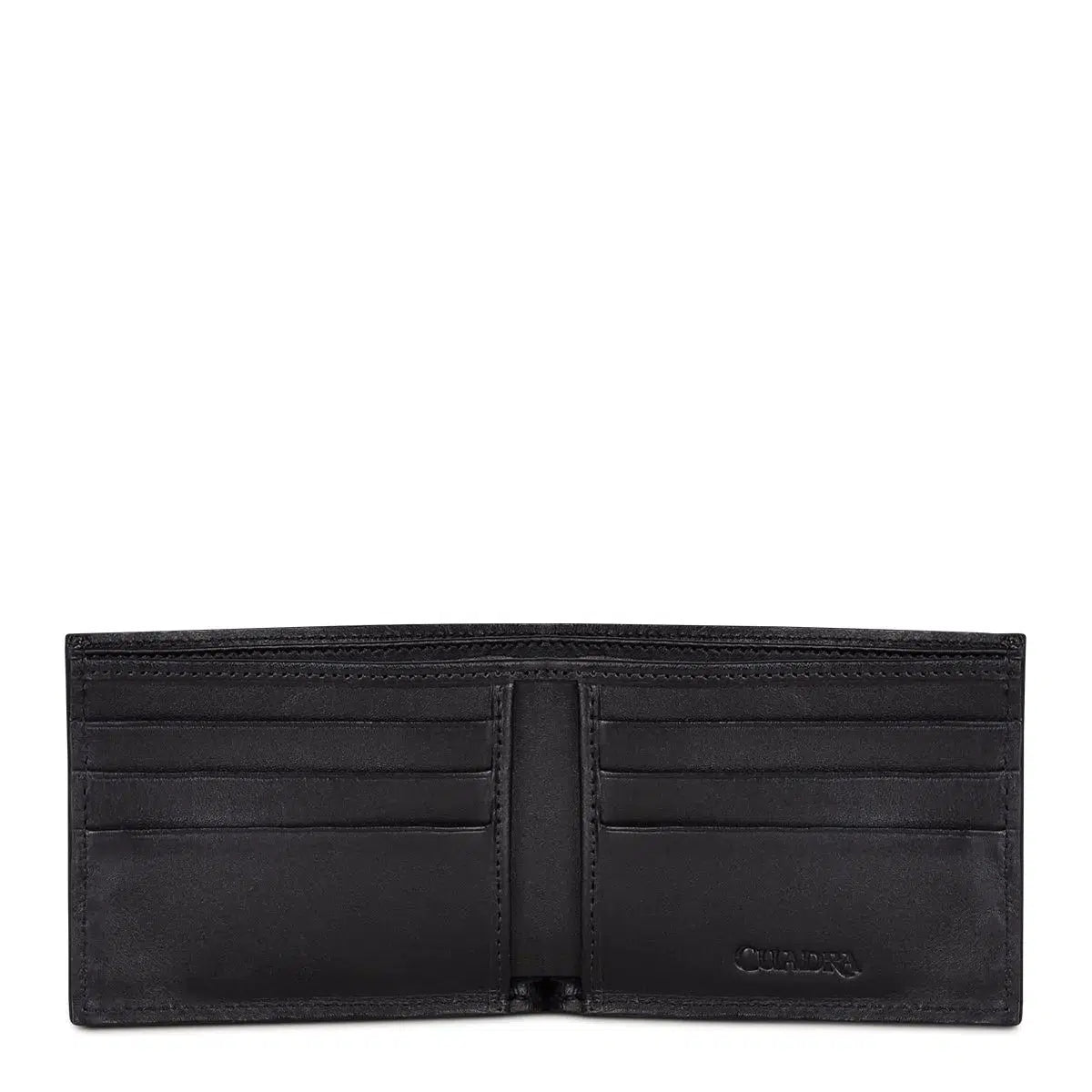 B2910PA - Cuadra black classic ostrich leg bi fold wallet for men-Kuet.us