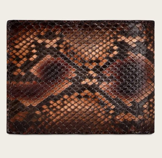 B2910PI - Cuadra chestnut classic python bi fold wallet for men