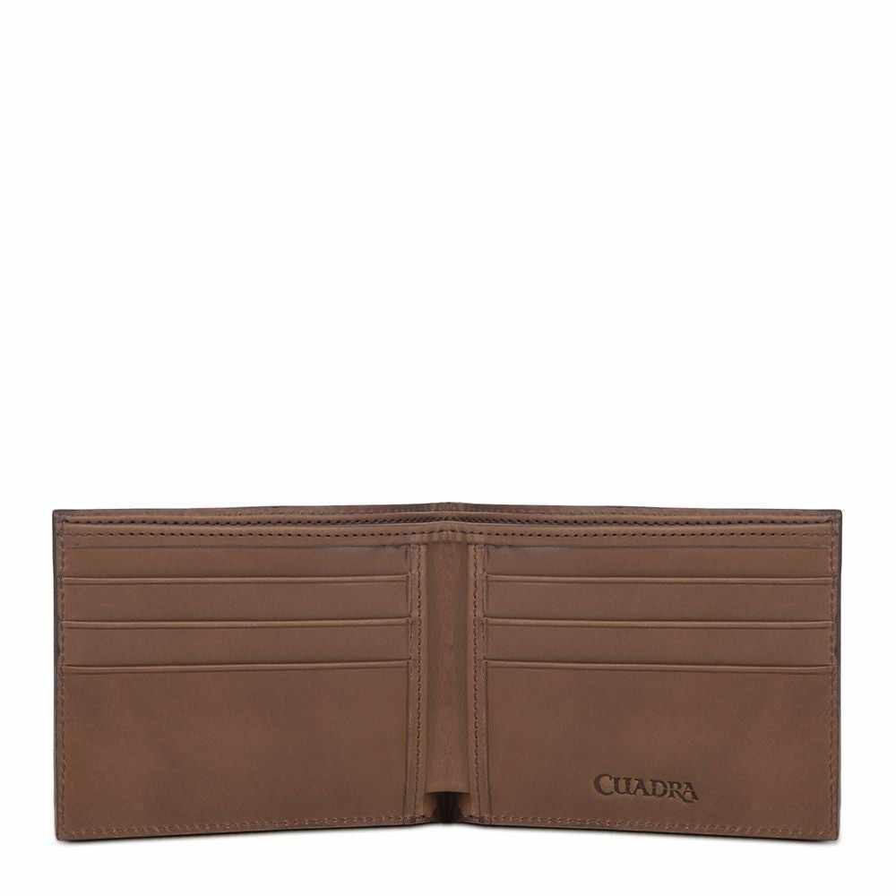 B2910TI - Cuadra honey classic bi fold shark leather wallet for men-Kuet.us