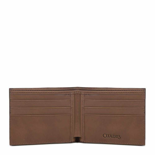 B2910TI - Cuadra honey classic bi fold shark leather wallet for men-Kuet.us