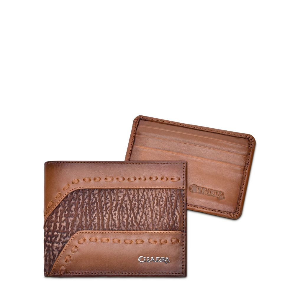B3014TI - Cuadra tobacco casual fashion shark bi fold wallet for men-Kuet.us
