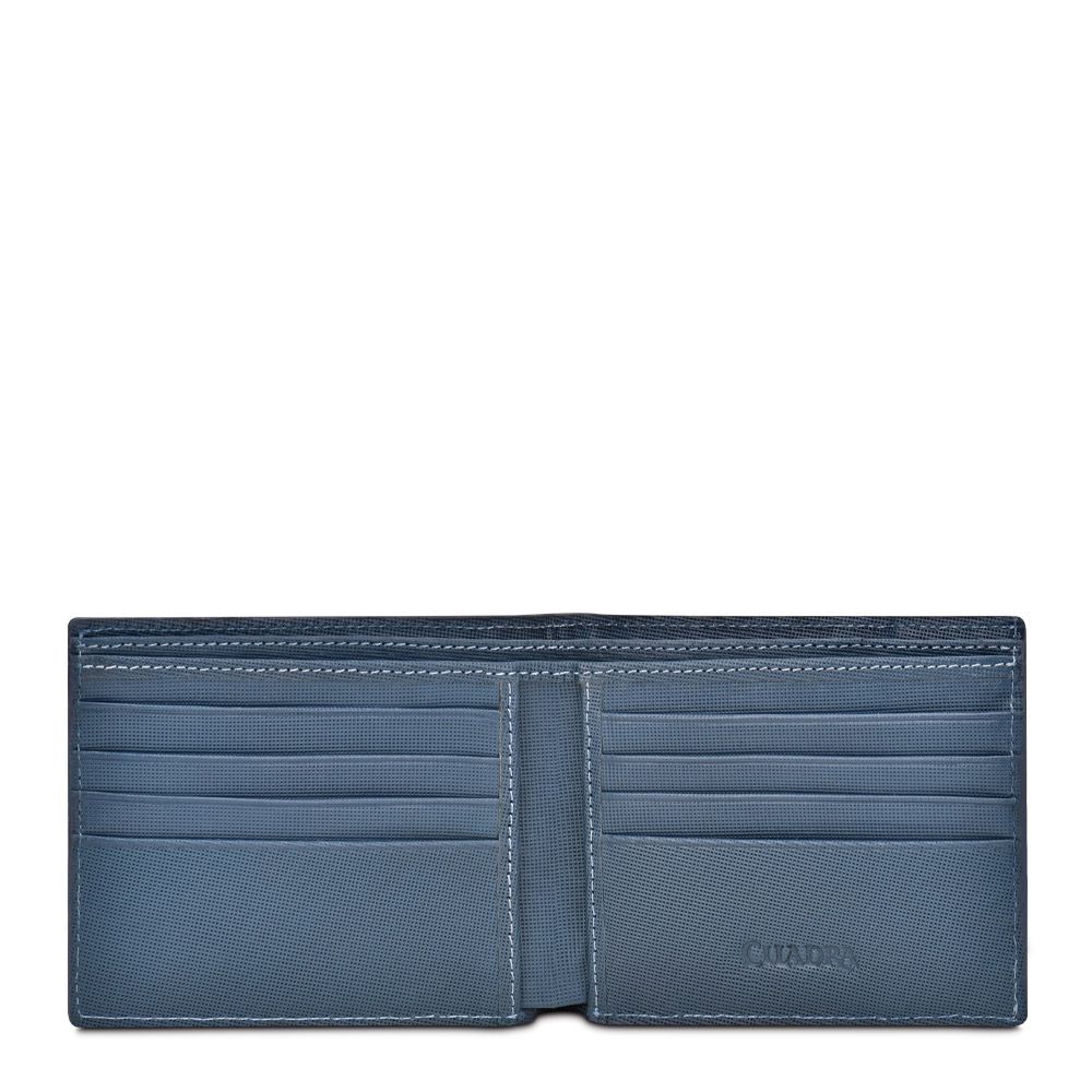 B3026LT - Cuadra navy fashion lizard leather bi fold wallet for men-Kuet.us