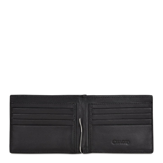 B3042VE - Cuadra black casual fashion deerskin bi fold wallet for men-Kuet.us