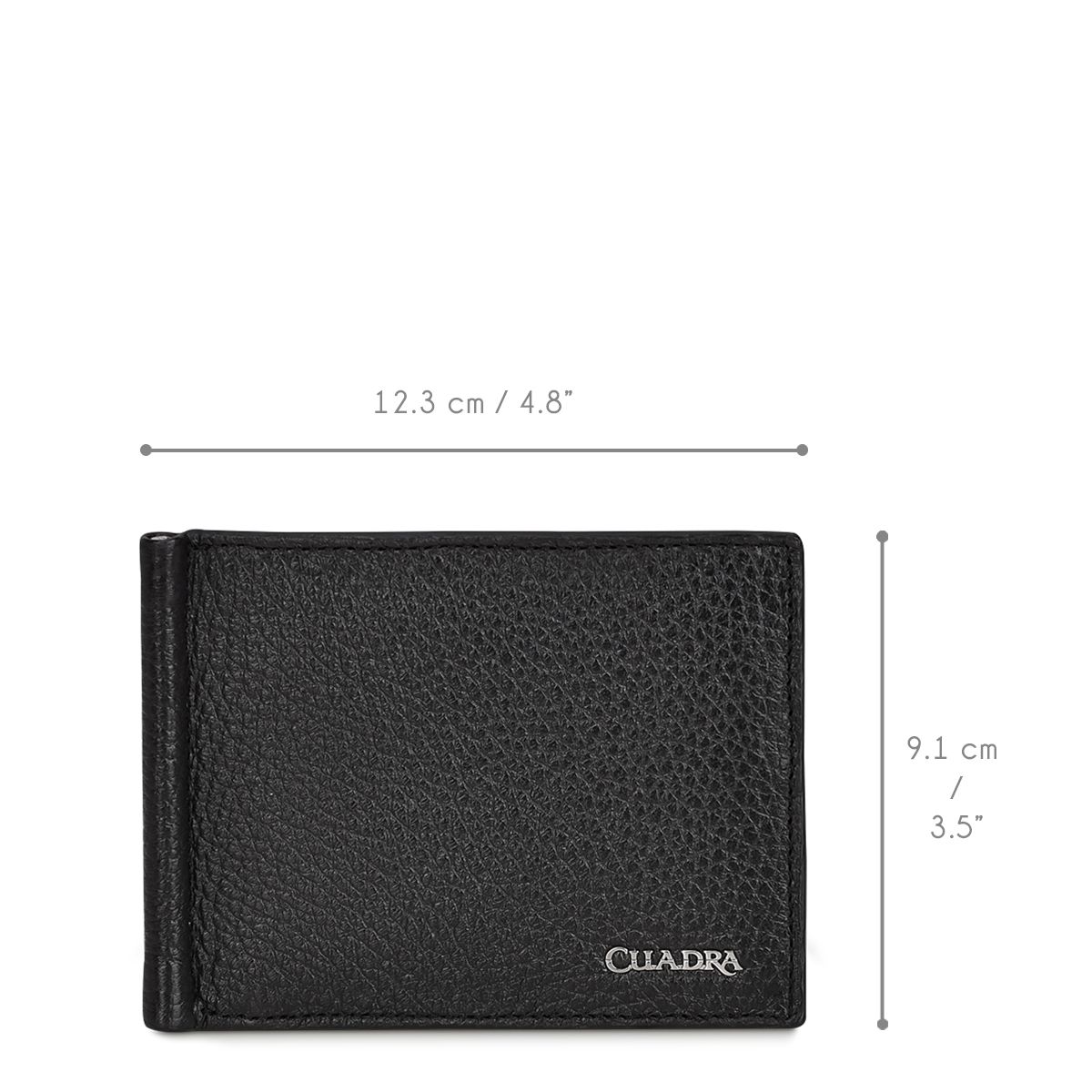 B3042VE - Cuadra black casual fashion deerskin bi fold wallet for men-Kuet.us