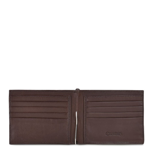B3042VE - Cuadra chocolate casual fashion deerskin bi fold wallet for men-Kuet.us