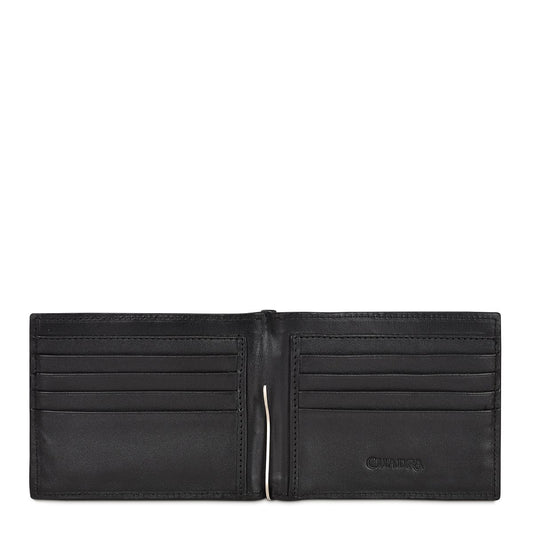 B3043FL - Cuadra black casual fashion leather bi fold wallet for men-Kuet.us