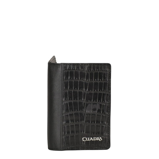 BC011NL - Cuadra black exotic wallet in niloticus leather for men-Kuet.us
