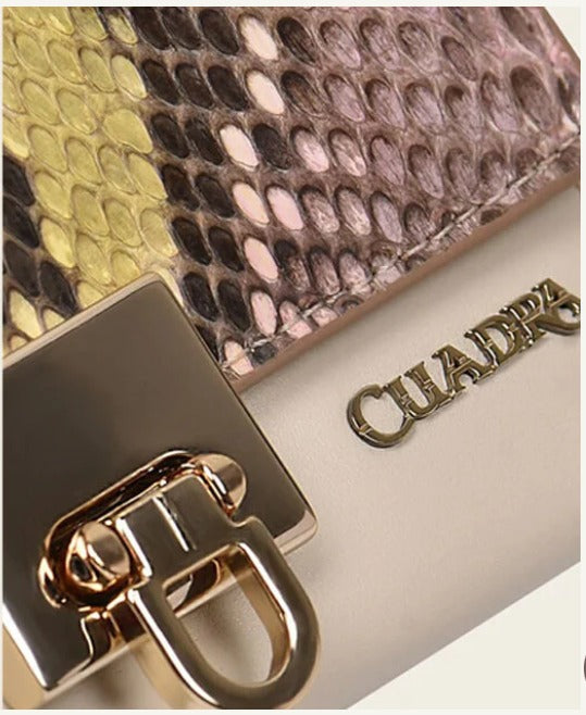 BD197PI - Cuadra pink small fashion woven pyhon tri fold wallet for women