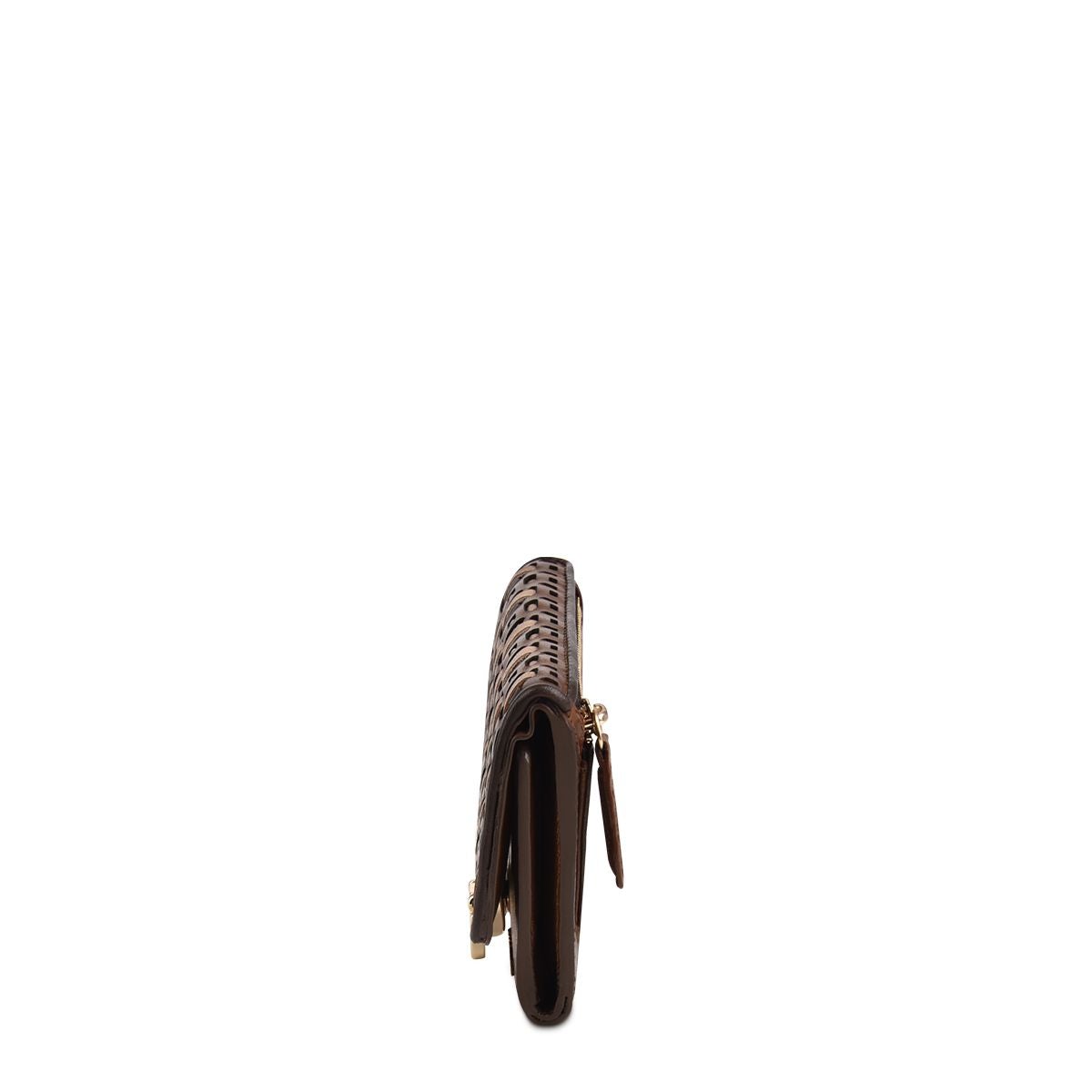 BD205RS - Cuadra maple small fashion woven leather tri fold wallet for women-Kuet.us
