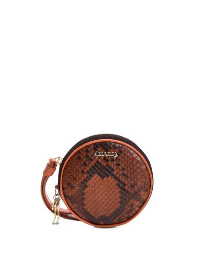 BD206PI - Cuadra brown fashion leather mini crossbody circle bag for women-Kuet.us