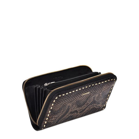 BD211PI - Cuadra black fashion python leather wallet clutch for women-Kuet.us