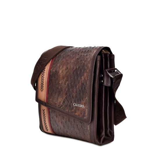 BO362A1 TOBACCO. CUADRA FASHION OSTRICH CROSSBODY BAG FOR MEN-Kuet.us