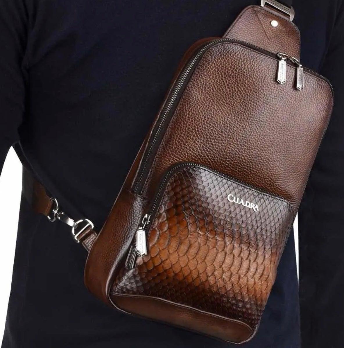 BO462PM BROWN. CUADRA FASHION PYTHON CROSSBODY MESSENGER FOR MEN-Kuet.us