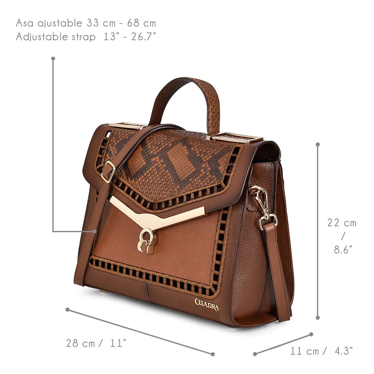 BOD26PI - Cuadra ocre casual fashion python handbag for women-Kuet.us