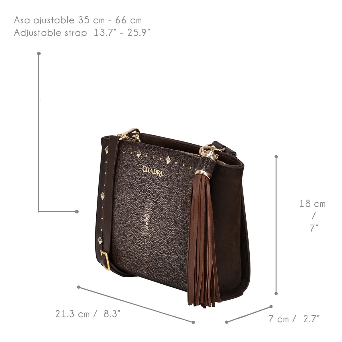 BOD30MA - Cuadra chocolate casual fashion stingray shoulder bag for women-Kuet.us