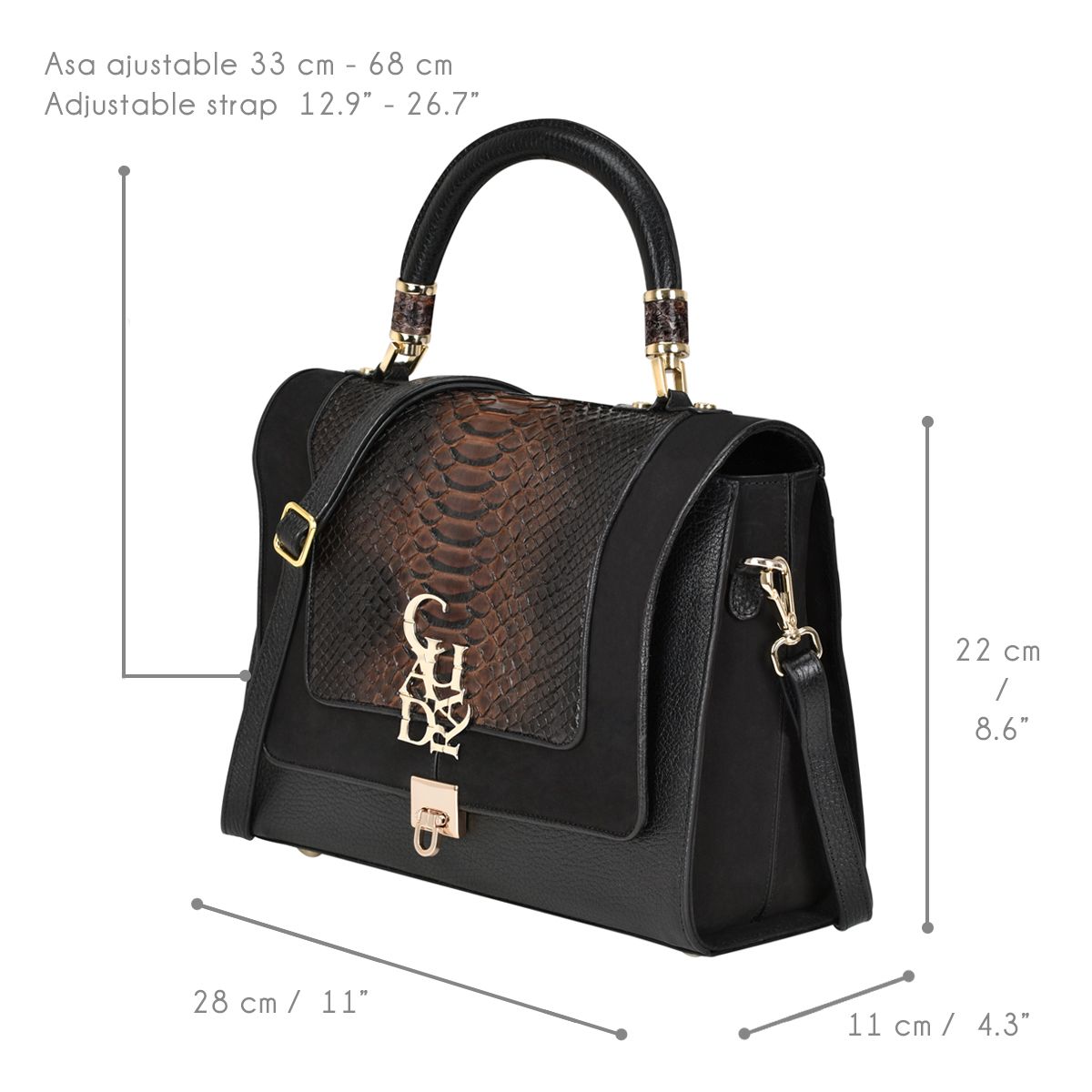 BOD33PI - Cuadra brown dress fashion python handbag for women-Kuet.us