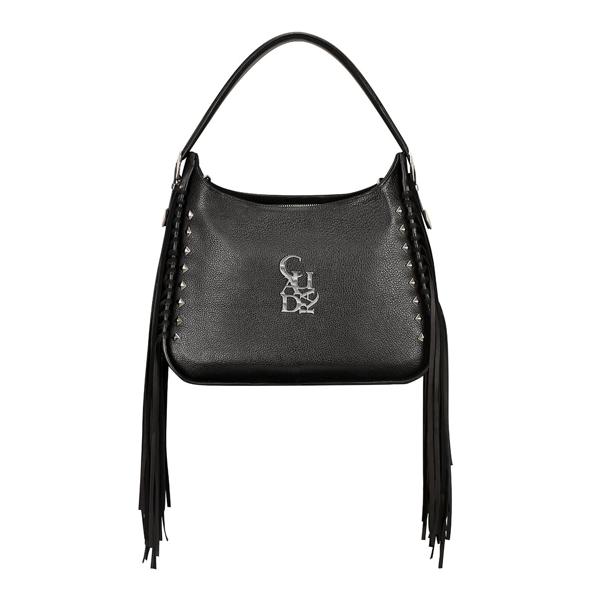 BOD54BN - Cuadra black casual fashion leather fringed bag for woman-Kuet.us