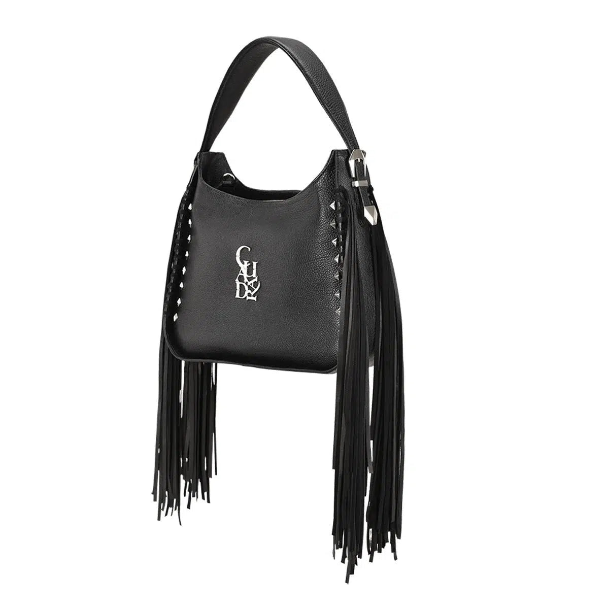 BOD54BN - Cuadra black casual fashion leather fringed bag for woman-Kuet.us