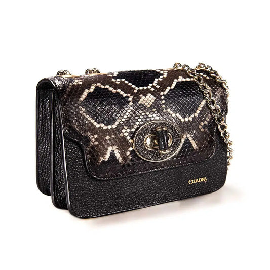 BOD59PI - Cuadra black western casual leather python shoulder bag for women.-Kuet.us