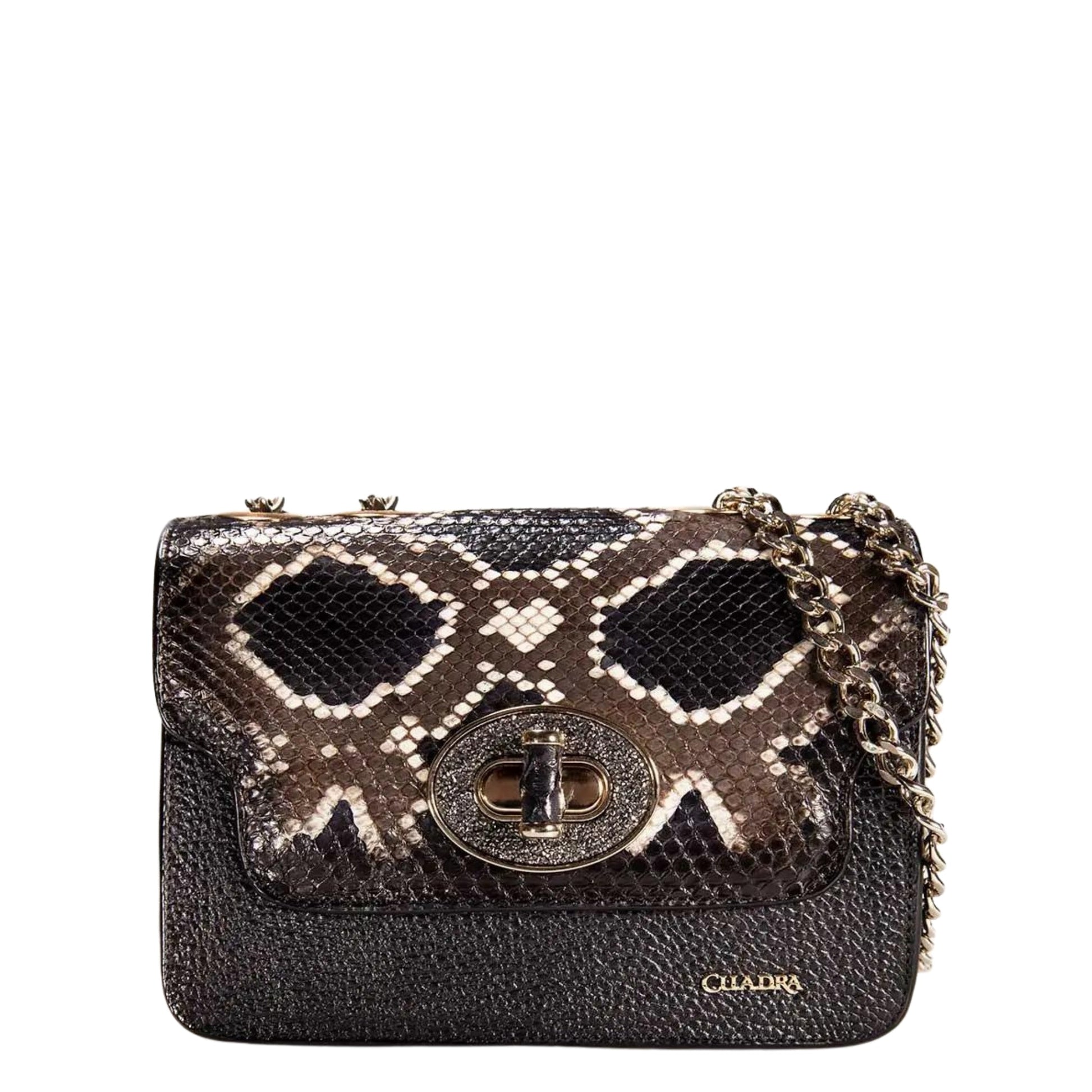 BOD59PI - Cuadra black western casual leather python shoulder bag for women.-Kuet.us