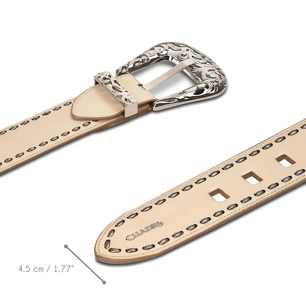 CD974RS - Cuadra sand cowboy Paris Texas leather belt for women-Kuet.us