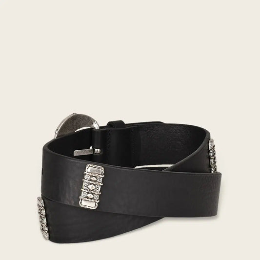 CD9856R - Cuadra black casual western leather belt for women-Kuet.us