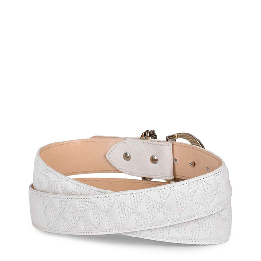 CDA01PP - Cuadra white casual fashion cowhide leather belt for women .-Kuet.us