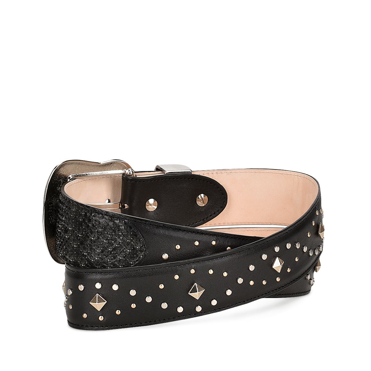 CDA06PM - Cuadra black western cowgirl python belt for women.-Kuet.us