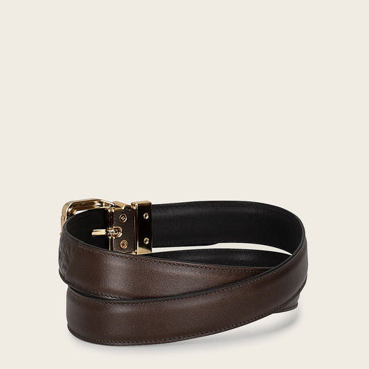 CDA19RS - Cuadra chocolate casual fashion cowhide belt for woman-Kuet.us