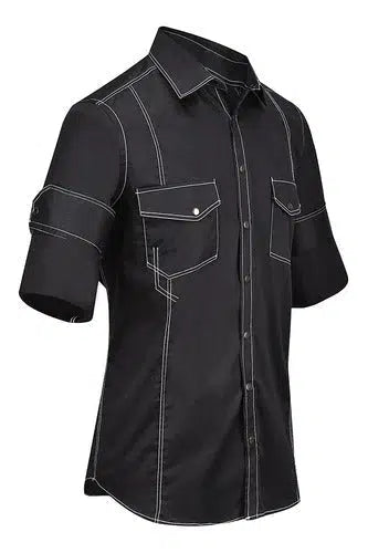 CM00063 - Cuadra black fashion cowboy cotton shirt for men-Kuet.us